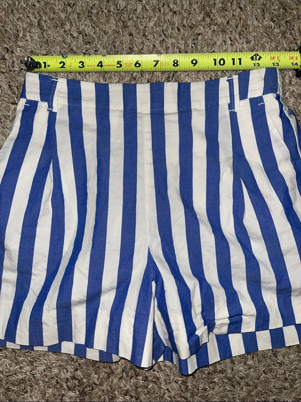 J. Crew Blue and White Vertical Stripe Shorts Cotton Mid to High Rise size 0